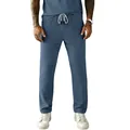 Detailed view of men's blue corduroy drawstring trousers showing fabric texture. - S / Bottoms / Denim Blue