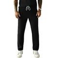 Detail of men's black corduroy casual trousers with adjustable white drawstring - Black