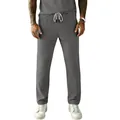Detailed view of gray corduroy pants with drawstring waist and straight leg fit - S / Bottoms / Medium Grey