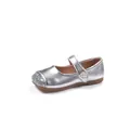 Elegant silver girls' princess shoes with glitter toe and pearl detail for performances - Size 23 (Inner Length 14.8cm) / Silver