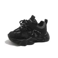 Stylish black girls' breathable mesh sports shoes, comfortable running sneakers - Size 21 (Inner Length 13.5cm) / Black