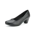 Elegant black women's pointed-toe mid-heel shoes in a smooth matte finish - 35 / Black
