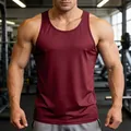 Premium men's quick-dry gym tank top in burgundy for muscle aesthetics and fitness - S / Tops / Burgundy