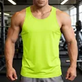 Bright neon green men's quick-drying sports tank top for gym fitness training - Fluorescent Green