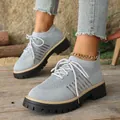 Comfortable grey breathable mesh platform sneakers with lace-up front for women - 36 / Light Gray