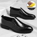 Mocassins élégants en cuir noir pour hommes avec semelles compensées de 1,2 cm - 37 / Chaussures en Cuir Basses à Enfiler / Semelle Intérieure de 1,2 cm / Noir