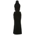 Elegant black halter neck bodysuit and maxi skirt set for a chic street fashion style - M / Top And Bottom / Black
