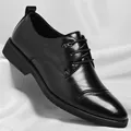 Scarpe Derby da uomo in pelle nera stile business classico con design stringato - 37 / Stile per Tutte le Stagioni / Nero