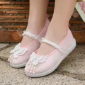 Pink traditional Chinese embroidered Hanfu shoes for girls with butterfly lace - 25 / Pink
