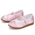 Traditional pink embroidered Chinese Hanfu shoes for girls with elegant floral patterns - 25 / Pink