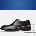Professional men's black leather shoes with a hidden 6cm height-increasing insole - 37 / Business Height Increasing Lace-up / Black Height Increasing