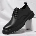 Chaussures derby homme en cuir noir élégantes avec semelle crantée robuste pour le bureau - 38 / Noir