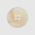 Professional studio shot of a high-end beige four-hole resin button for coats and apparel - 15.0MM (24L) / Off White