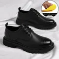 Chaussures de ville en cuir noir brillant pour homme avec semelle rehaussée 1,2 cm - 38 / Noir Rehaussant (Coussinet de 1.2CM)