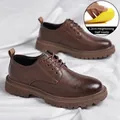 Chaussures business en cuir marron pour hommes avec demi-semelle de 1,2 cm incluse - 38 / Réhausseur marron (demi-semelle 1,2 cm)