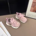 Detail view of pink toddler lace floral sneakers with breathable mesh for girls - 26/Inner Length 16cm / Pink Four Seasons