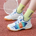 Youth professional badminton shoes with breathable mesh and anti-slip gum sole - 30 / White Blue