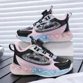 Girls' autumn black pink princess running shoes with LED lights and rotating buckle - 26 / Black