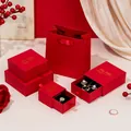Coffret cadeau rouge élégant à tiroir pour bijoux bagues boucles et colliers - Sac à main assorti / Boîte à tiroirs rouge