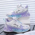 Girl's LED princess running shoes with purple heart patterns and rotating buckle - 26 / Purple