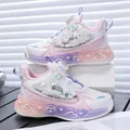 Girls' princess style light-up sneakers in white, pink and purple with rotary dial - 26 / Pink