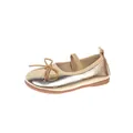 Elegant gold girl's princess flat shoes featuring a sweet bow detail and comfortable soft sole - Size 23 (Inner Length 14.0cm) / Gold