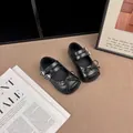 Elegant black Mary Jane shoes for girls featuring a classic bow and double buckle straps. - 27 (Inner Length 17.2cm) / Mary Jane Style (V1858032) / Black