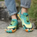 Vibrant teal and yellow breathable outdoor hiking shoes with non-slip rubber soles for unisex - 36 / Yellow