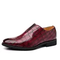 Mocasines de cuero burdeos para hombre con elegante grabado de cocodrilo - 39 / Burdeos