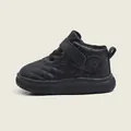 Zapatos de caminar acolchados negros de caña alta para bebés con suela blanda antideslizante - Talla 16 (Longitud interior 12 cm) / Negro