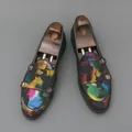 Colorful monk strap men's leather shoes with double buckles and pointed toe - 38 / Double Monk Strap Style (7955) / Camouflage