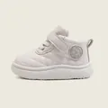 Zapatos altos acolchados para caminar de bebé en blanco roto con suela suave antideslizante - Talla 16 (Longitud interior 12 cm) / Blanco Hueso (CD02)