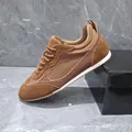 Classic brown unisex retro trainers featuring premium suede and breathable mesh - 36 Women / Brown