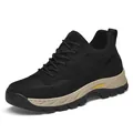 Men's black casual sneakers with 6cm invisible height increase and thick sole. - 37 / Black Flat