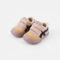 Breathable toddler soft sole outdoor sneakers in khaki and navy with adjustable velcro straps - Size 16 (Inner Length 12.0cm) / Yellow