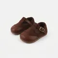 Brown suede baby Mary Jane pre-walker shoes for girls aged 10 months to 3 years - Size 16/Inner Length 12.5cm / Brown
