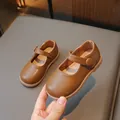 Klassieke bruine Mary Jane leren schoenen voor meisjes met zachte zool en klittenband - Maat 23 (14.5CM) / Bruin