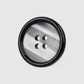 Premium 4-hole resin button featuring a silver metallic center and glossy black rim for coats - Iridescent Center Black Rim (Color 09#) / 24L=15.0MM