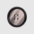 Premium 4-hole resin button for apparel, featuring metallic grey and black finish - Metallic Gray Center Black Rim (Color 45#) / 24L=15.0MM