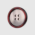 Premium four-hole resin button accessory with metallic silver center and deep red rim - Transparent Dark Red Center Black Rim (Color 49#) / 24L=15.0MM