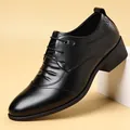 Elegante schwarze Herren-Business-Schuhe aus Leder im modernen Oxford-Design - 37 / Schwarz Flacher Stil (2257)