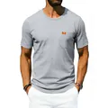 Close-up of a grey oversized t-shirt featuring a chest pocket and soft cotton texture. - S / Tops / Light Gray
