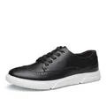 Elegantes zapatillas casuales Brogue negras para hombre con suelas blancas gruesas - 39 / Negro