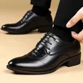 Formelle schwarze Lederherrenschuhe mit einer diskreten 7 cm hohen Plateausohle - 37 / Höhensteigernd Schwarz (2258)