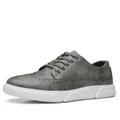 Zapatillas casuales grises para hombre con diseño de punta de ala y suela blanca - 39 / Gris