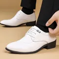 Elegante weiße Herren-Business-Schuhe mit diskretem 7 cm hohem Absatz zur Erhöhung - 37 / Größensteigernd Stil (2258) / Weiß