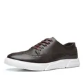 Elegantes zapatos casuales para hombre de estilo inglés en marrón con suela de goma blanca - 39 / Marrón