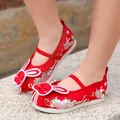 Traditional red Hanfu embroidered shoes for girls with cute rabbit and pearl tassel - 25 / Red