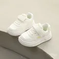 Classic white platform sneakers for kids featuring a convenient hook-and-loop strap - Size 22 / Insole Length 13.5cm / White