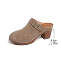 Eenvoudige damesklompen met blokhak en weergave van hakhoogte 4,5 cm / 1,77 inch - Khaki